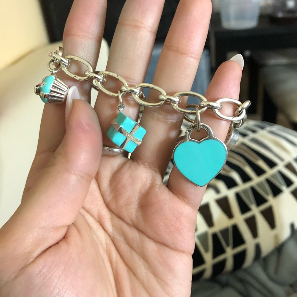 Tiffany enamel heart tag charm